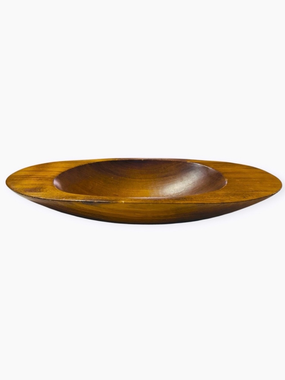 Vintage 1960’s Birch Wood Oblong Bowl, Art Bowl, Handmade in the Adirondack Mtns